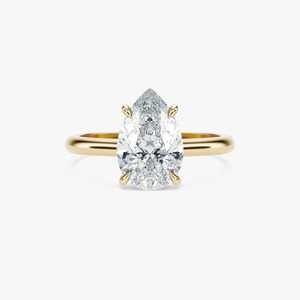 1CT Pear Cut Lab Grown Diamond Engagement <b>Ring</b> 14K Yellow Gold Solitaire <b>Ring</b> 14K 18K Solid Gold <b>Plain</b> Wedding <b>Rings</b> Custom - Product Image 3