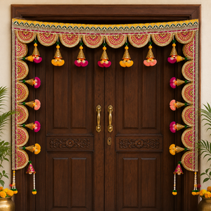 Handcrafted Embroidered Door Toran with Colorful Tassels Traditional Bandhanwar Festival Main Entrance <b>Home</b> Temple Decor - Product Image 1