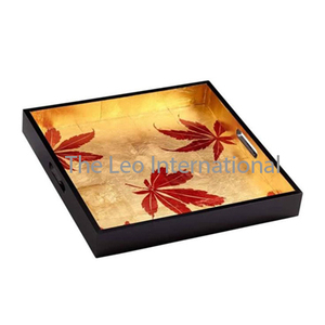 Plateau de service rond en bois recyclable à 5 sections avec poignées en métal aluminium – Fournitures en gros - Product Image 5