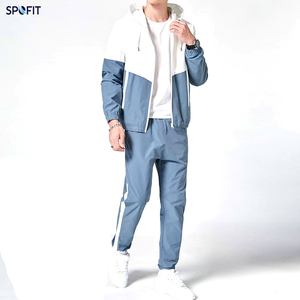 SPOFIT Men's <b>Wind</b> <b>Breaker</b> Tracksuit Hooded Zipper Full Sleeve Sporty Casual Two-Piece Suit Lightweight Breathable Spring Wear - Product Image 6
