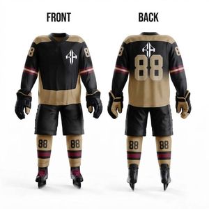 Ice Hockey Uniform Set With Heat Transfer Printing V-Neck Collar Elastic Waist 100% Polyester Material High Quality for Men's - Product Image 1