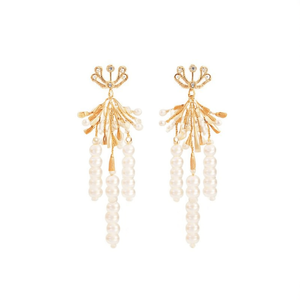 Boucles d'oreilles en perles d'eau douce et or avec design à pompon pour mariage - Product Image 2