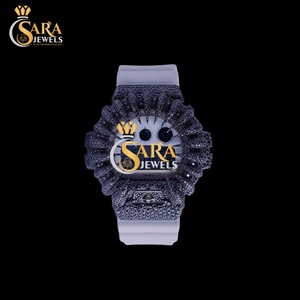 Premium Luxury Diamond Watch VVS Moissanite Iced Finish <b>Rubber</b> Strap Stainless Steel Gift Jewelry From India - Product Image 2