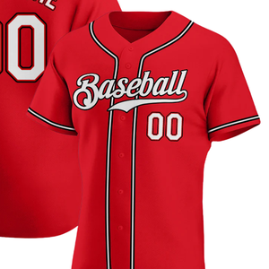 Red White Black Authentic Baseball Jersey for Men Button Down Team Uniform Breathable Lightweight <b>Athletic</b> Tournament Sports - Product Image 2