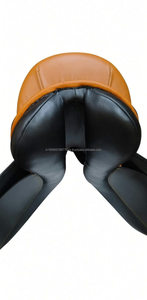 Sillín de Doma Inglesa Sufi International de Cuero con Estructura de Madera y Herrajes de Latón, Marrón y Negro - Product Image 5