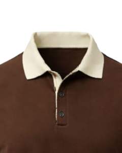 Polo de Algodón Marrón Personalizado para Hombre con Cuello y Puños en Contraste Beige, Corte Clásico, Casual, Verano, Suministro al por Mayor OEM - Product Image 5