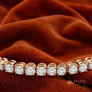 กำไลข้อมือเทนนิสโมอิสซาไนต์ทรงผสมชุบทองคำสีกุหลาบ ดีไซน์ทรงมาร์คีส์ ปริ๊นเซส และมรกต สำหรับผู้หญิง สไตล์เบเวอร์ลี่ฮิลส์ - Product Image 2