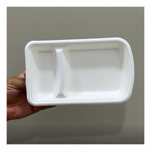 Premium Quality Bagasse 2Cp Square Meal Tray Sugar Cane <b>Pulp</b> Compartment Plate FDA Certified Bulk Supply For Food Festivals - Product Image 1