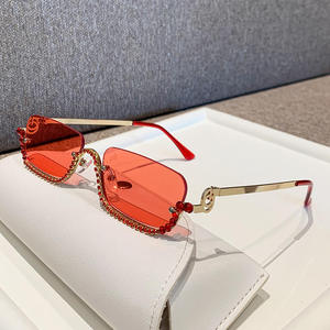 Lunettes de soleil rectangulaires luxueuses à monture intégrale, verres marron avec accents en cristal, unisexe, protection UV 100%, style décontracté pour adultes - Product Image 2