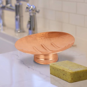 Porte-savon moderne en acier inoxydable, plateau de salle de bain décoratif en métal avec support surélevé - Product Image 2