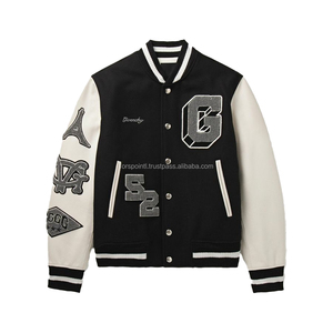 แจ็กเก็ตทีมเบสบอลบอมเบอร์แจ็คเก็ตทีมตัวแทนทีมเบสบอลผ้าขนแกะสไตล์เท่สำหรับผู้ชาย - Product Image 4