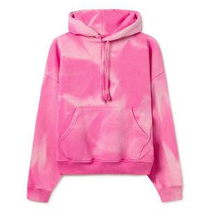 Unisex Tie-Dye Acid Wash Pullover Hooded <b>Sweatshirt</b> French Terry Oversized Casual Autumn <b>Pink</b> Pocket Regular Full 100% Cotton - Product Image 1