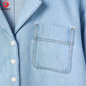 Camisa de Mezclilla para Mujer al por Mayor, Camisa Vaquera de Algodón Premium Estilo Western con Botones, Impresión de Logotipo y Diseño Personalizados, Manga Corta - Product Image 5