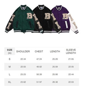 Vente en gros de haute qualité Patchwork Letterman Varsity Jackets Baseball Jacket Men Manteau en cuir de laine pour hommes - Product Image 6