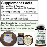 Capsules de L-tyrosine de qualité alimentaire, fabrication en usine, étiquette privée, complément alimentaire en vrac, certifié ISO, HACCP, Halal