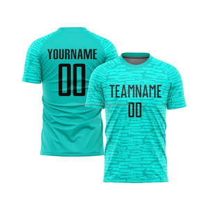 Maillot de football personnalisé par sublimation, vert sarcelle, col rond, manches courtes, anti-humidité, unisexe, adulte, nom de l'équipe imprimé - Product Image 1