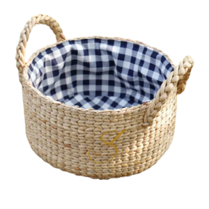Panier en jacinthe d'eau tressée : Rangement de cuisine rond avec poignées - Product Image 3