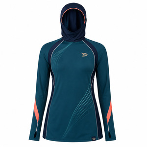 <b>UV</b> Protection Water Sports Swim Shirt Long Sleeve Rash Guard Detachable Hijab Hood Modest <b>Swimwear</b> Top - Product Image 1