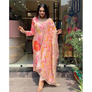 Magnifique ensemble élégant pour soirée, haut et bas avec dupatta, taille XL - Product Image 4