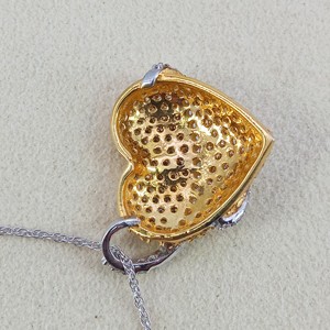 Collier pendentif cœur en dôme avec diamant naturel taille brillant 1,45 carats total, en argent sterling plaqué or, serti à griffes, tendance, pour femme, idéal pour mariage - Product Image 3