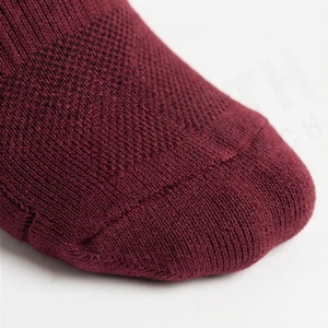 Crew <b>Socks</b> Solid Burgundy Knitted Breathable Casual Daily Wear Adult Regular Style - Product Image 6