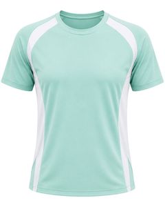 เสื้อยืดกีฬาโพลีเอสเตอร์แห้งเร็วสีเขียวมิ้นท์และสีขาวสำหรับผู้ชาย เสื้อทีมฝึกซ้อมวิ่งแบบกำหนดเอง เสื้อยืดออกกำลังกายระบายอากาศได้ดี - Product Image 1