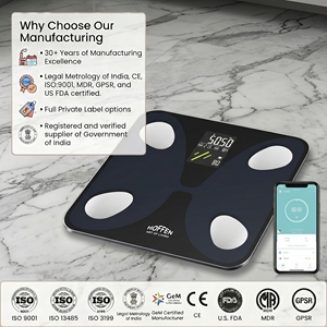 HOFFEN Personal <b>Digital</b> Body Fat <b>Scale</b> VA Display Smart Weight Analyzer 180kg Capacity Tempered Glass ODM Support - Product Image 1