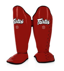 Precio al por mayor Nuevo estilo Protector de espinilla Fairtex de cuero PU rojo para entrenamiento de Kickboxing en todas las estaciones - Product Image 5