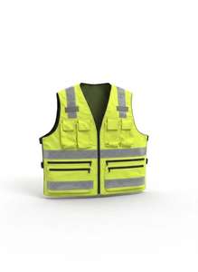 Gilet de sécurité haute visibilité, veste de travail réfléchissante, multi-poches, fermeture éclair - Product Image 1