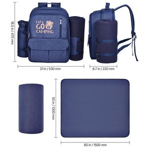 Mochila de Picnic para Playa con Compartimento Refrigerante Aislado para 4 Personas, con Porta Botellas/Vino Desmontable, Ligera - Product Image 4