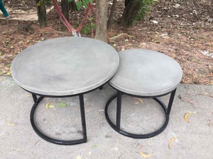 Table à manger ronde à cadre en métal d'usine avec dessus en béton de marbre utilisation de salon de maison disponible e Grcconcretefurniturevietnam.com - Product Image 5