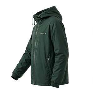 Veste matelassée à capuche pour homme, couleur personnalisée, coupe-vent, fermeture éclair, décontractée, couleur unie, coupe classique avec poches - Product Image 5