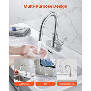 Grifo de cocina monomando de níquel cepillado con rociador extraíble para baño, RV, fregadero de bar o espacios públicos - Product Image 6