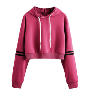 Sudadera con capucha corta para mujer, color liso, 100% algodón, resistente al viento, ecológica, personalizada, en oferta, precio bajo. - Product Image 1