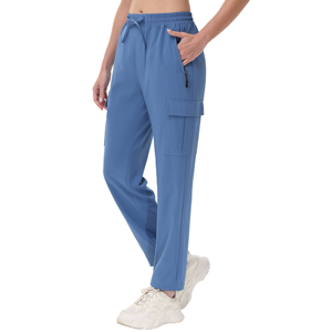 Pantalon cargo en coton pour femme OEM, respirant, séchage rapide, écologique, coupe droite, coupe-vent, taille mi-haute élastique - Product Image 4