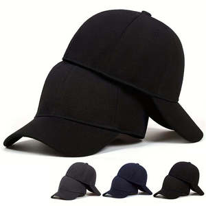 หมวกแก๊ปแบบ snapback 6 แผง สีดำ ปรับขนาดได้ ปักโลโก้ตัวอักษรสีขาวแบบวินเทจ  สำหรับทุกเพศ สไตล์สตรีท ฮิปฮอป ผ้าฝ้ายเนื้อแน่น - Product Image 1