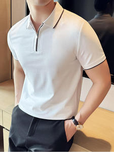 เสื้อโปโลแขนสั้นถักสำหรับผู้ชายแบบสั่งทำพิเศษจาก MRI สีพื้น ดีไซน์ซิป ¼  ระบายอากาศได้ดี ทรงปกติ ผลิตจากโพลีเอสเตอร์ - Product Image 4