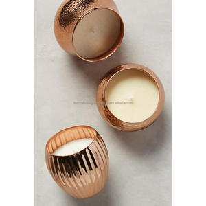 High Finishing Candle Jars Copper Plating Metal Candle Wax Container Votive High Elegance Candle Jars With Logo Printed Custom - Product Image 3