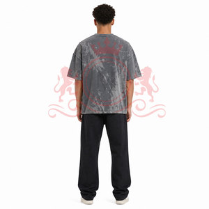 Camiseta Casual de Algodón Suave con Hombros Caídos, Efecto Desgastado por el Sol, Corte Holgado Moderno y Acabado Lavado con Estilo - Product Image 2
