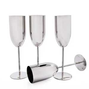 Skies Trader – Lot de 2 verres à vin modernes haut de gamme faits à la main en acier inoxydable, gobelets en métal incassables, ensemble de calices à cocktail sur pied - Product Image 6