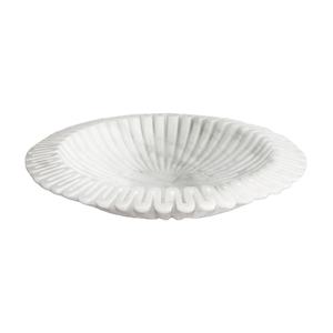 Bol décoratif à volants en marbre blanc Plat de service en pierre fait à la main pour la décoration intérieure et la pièce maîtresse de luxe moderne - Product Image 1