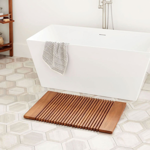 Solid Teak Wood <b>Bath</b> <b>Mat</b> Wooden Shower Floor <b>Mat</b> Bathroom Spa <b>Non</b> <b>Slip</b> Slatted <b>Mat</b> for Hotel Apartment Bathroom Custom Size - Product Image 1