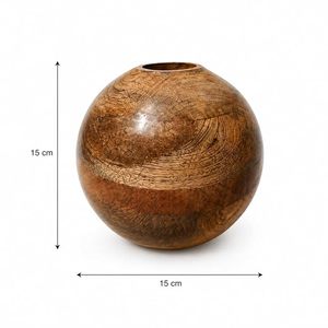 Handmade Eco-friendly Modern Design Round Wooden Flower Vase for Home Decor Living Room & Office Tabletop - Product Image 2
