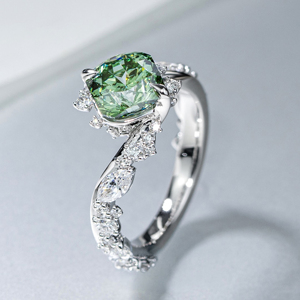 Cushion Cut Zircon Engagement <b>Ring</b> <b>925</b> <b>Silver</b> Rhodium Plated Women Romantic Style - Product Image 2