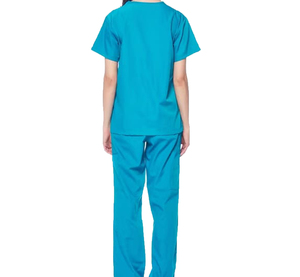 Women High quality <b>Scrub</b> Set Blue V Neck Short Sleeve 100 Polyester Hospital <b>Uniforms</b> Pants Casual Medical Workwear - Product Image 1
