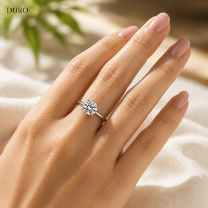 Anillo de Compromiso de Moissanita de Seis Puntas para Mujer, Plata de Ley 925, Anillo de Propuesta con Diamante de Forma Redonda, Anillo de Aniversario - Product Image 3
