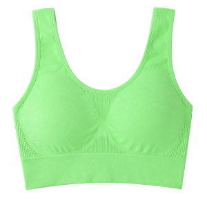 Sujetador deportivo sin costuras para mujer, sin aros, copa 3/4, espalda cruzada, color liso, de secado rápido, transpirable, tejido, con soporte, para yoga, gimnasio, ropa deportiva, OEM ODM - Product Image 2