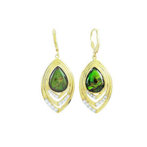 Luxury 925 Sterling Silver Gold Plated <b>Opal</b> Drop <b>Earrings</b> With Baguette Cut Diamonds Water Drop Shape For Women's Party Jewelry - Product Image 2