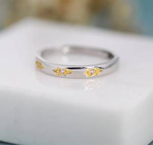 แหวนสตาร์เบิร์สต์ แหวนเงินสเตอร์ลิง แหวนปรับขนาดได้ แหวนรูปดาว CZ แหวนรูปดาวเหนือ - Product Image 5