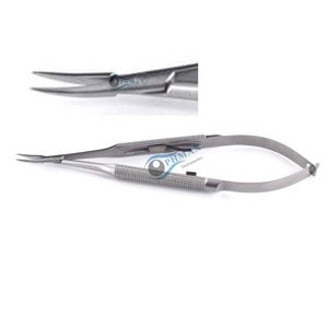 Portaagujas Barraquer curvo con bloqueo, mandíbulas delicadas, instrumento quirúrgico oftalmológico de acero inoxidable - Product Image 2